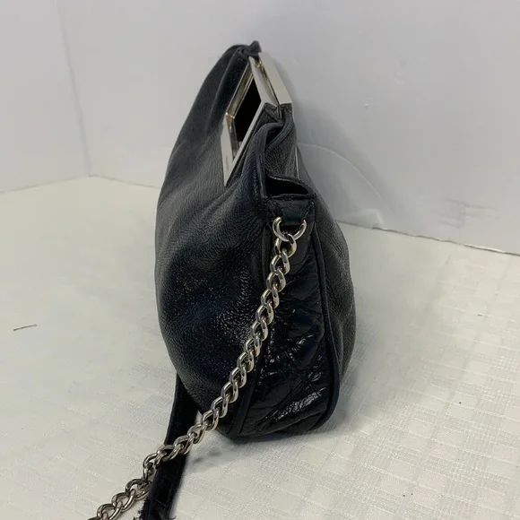 Michael Kors shinny black leather night out bag